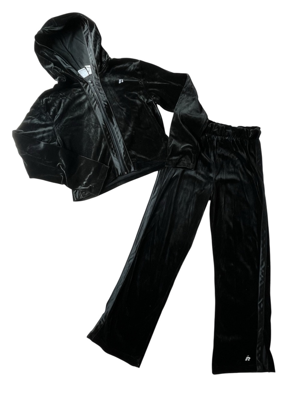Y2K RUSSELL 2 PIECE VELOUR MATCHING SET BLACK GIRLS 14/16 or WOMENS XS